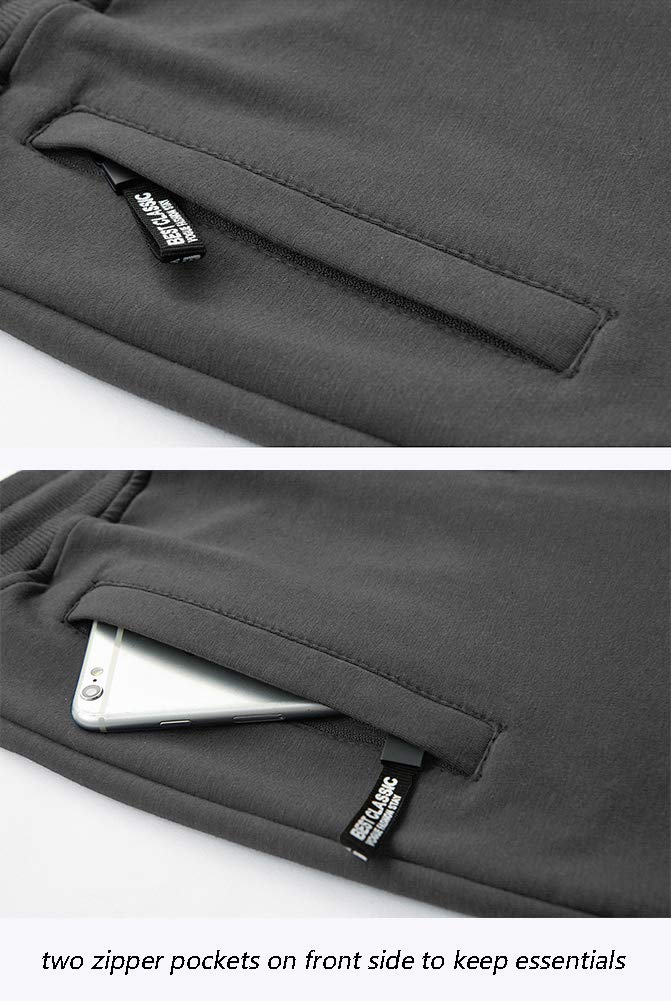 YSENTO Men's Cotton Casual 3/4 Jogger Running Capri Pants Below Knee Gym Workout Shorts Zipper Pockets Dark Grey 34 - Image 5